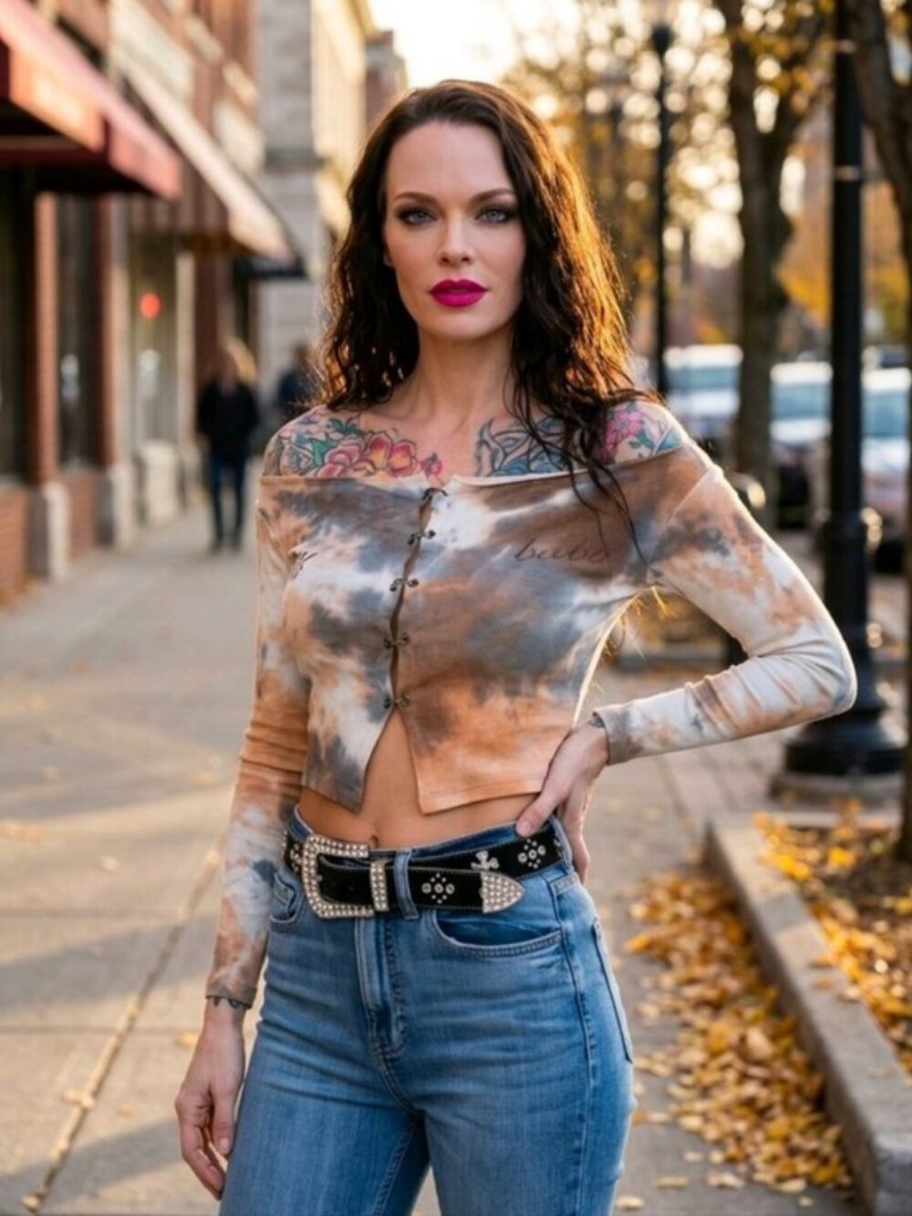 Zemeta Baby Girl Lock Ribbed Tie Dye Crop Top Hook Closure Sexy Babe Large NWT